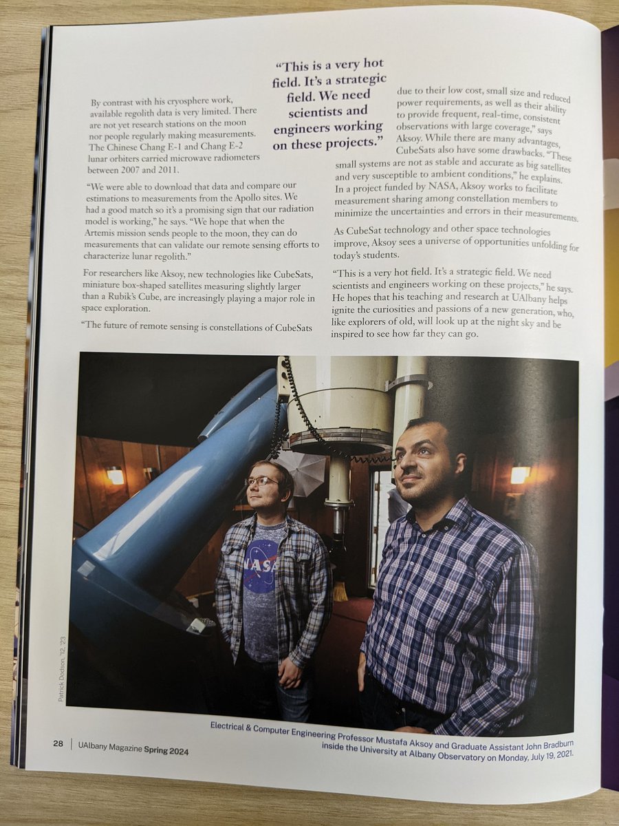 Nice to see the Spring 2024 @ualbany magazine which includes an #article about my #education and #research interests related to #space #exploration! The online story was published earlier, but the printed version looks better!