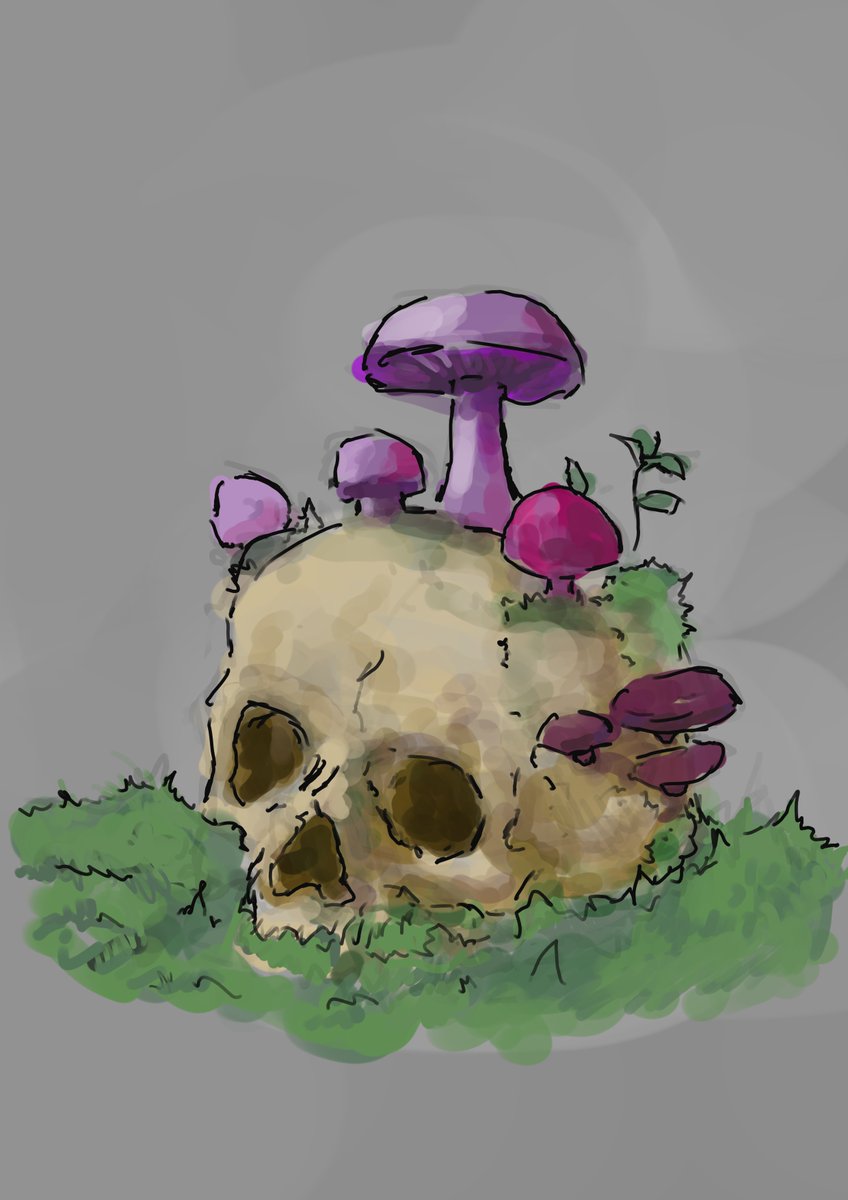 mushroom infested skull digital painting
#digitalart #digitalartwork