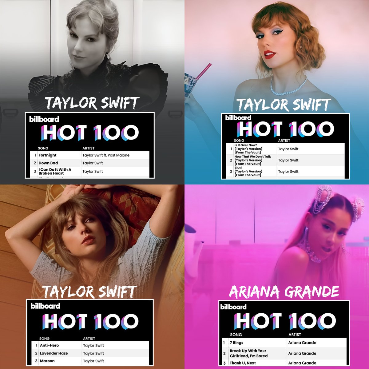 Female artists in history who occupied the entire Top 3 on Billboard HOT 100 :