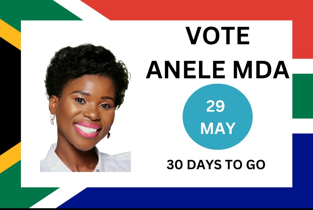 The countdown is ON ‼️ She's your Independent candidate for the upcoming national elections scheduled for the 29th May! She's on the Orange ballot paper! Vote wise, Vote Anele Mda #AneleMdaRoadToParliament #VoteAneleMda