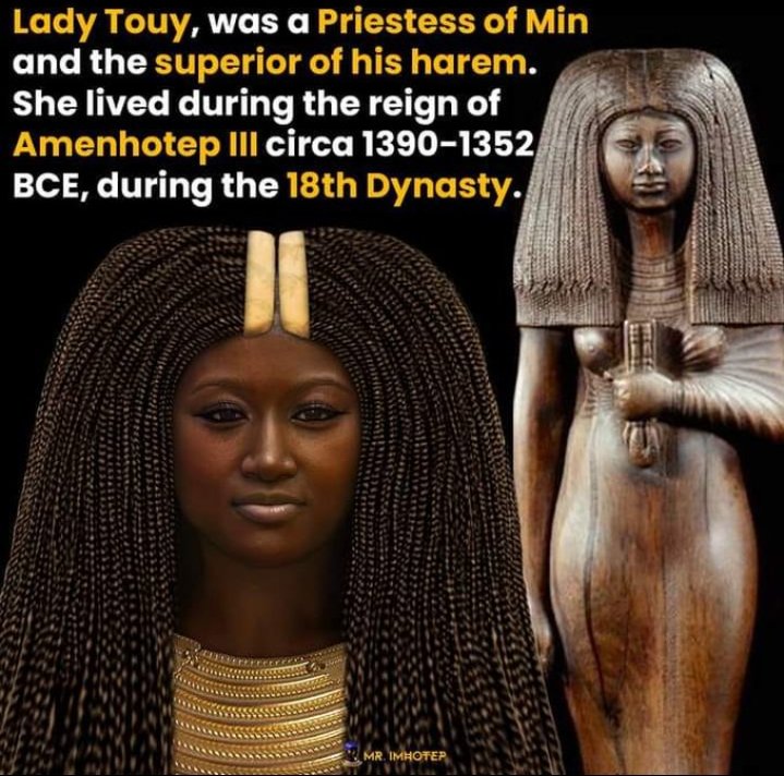 SunfactsTv's tweet photo. The statuette of Touy is carved in two wood species that the Egyptians imported from the countries of the south, shea for the base and the African pomegranate for the lady herself. https://t.co/HcFbWaVjGd