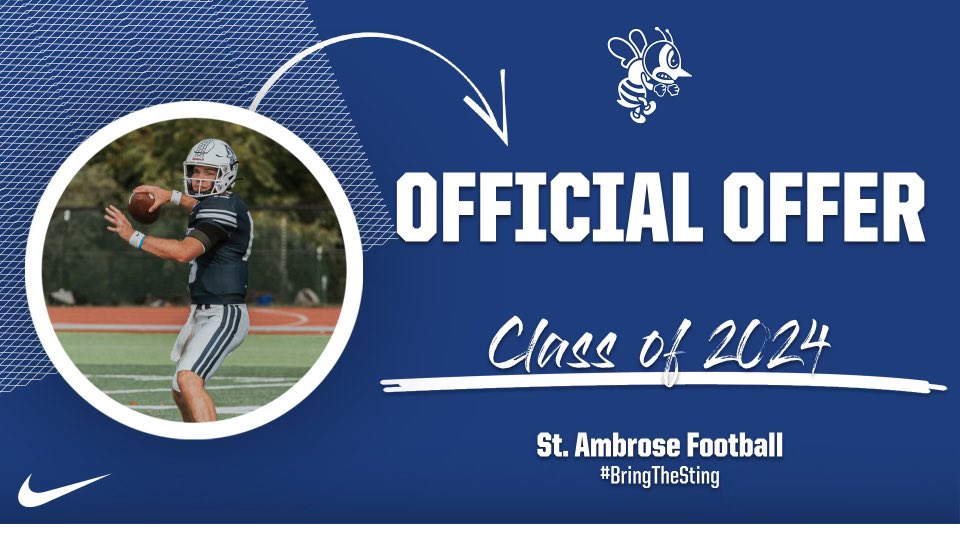Blessed to receive an offer from St. Ambrose University. Thanks to coach Fillip! #FightingBees