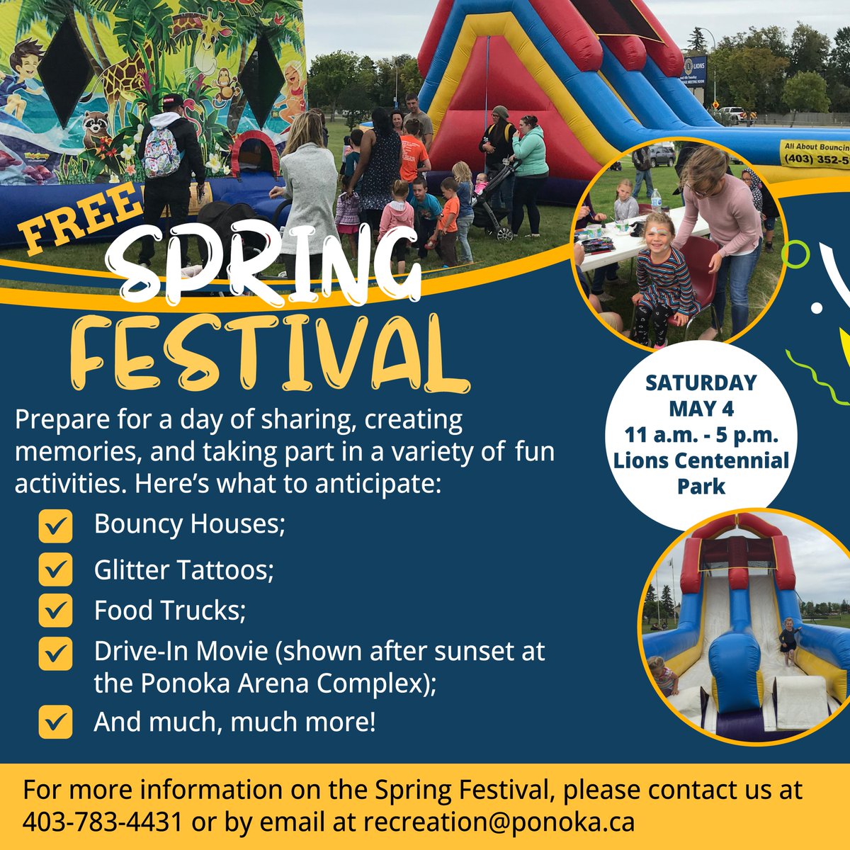 The Town of Ponoka Spring Festival is a free-to-attend event that promises a fun-filled day for the whole family. The new Spring Festival will offer a wide variety of activities and entertainment. Full details: tinyurl.com/yypyhjjk