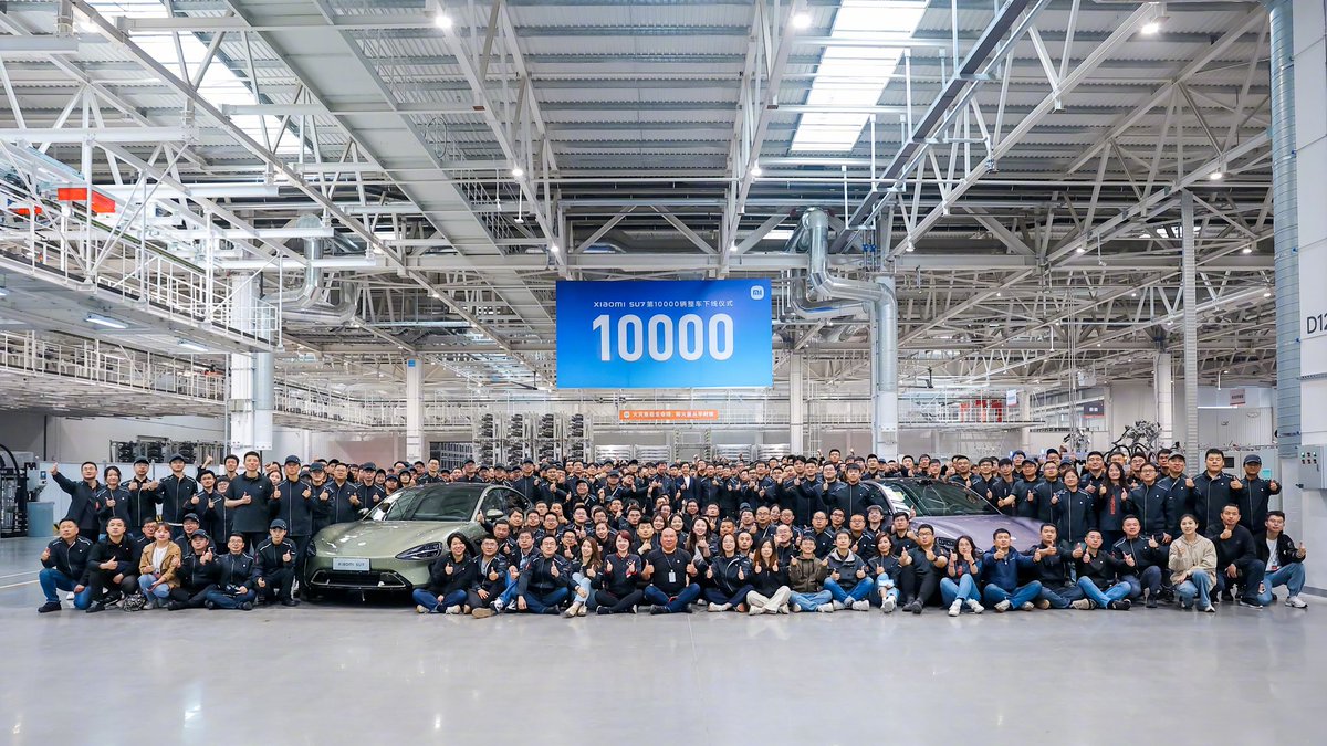 🔴 Xiaomi, 32 günde toplam 10.000 SU7 elektrikli otomobil ürettiğini açıkladı.