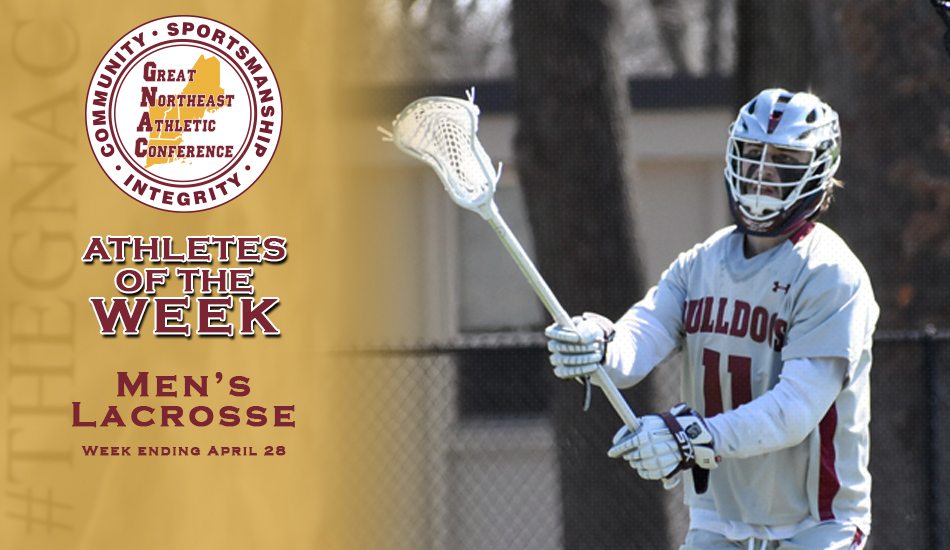 MLAX: Alec Speirs delivered offensively in #theGNAC quarterfinals for @DeanAthletics. He scored four goals and collected three assists for seven points in a victory to advance the Bulldogs to the semifinals, naming him Player of the Week. READ: thegnac.com/sports/mlax/20… #d3lax