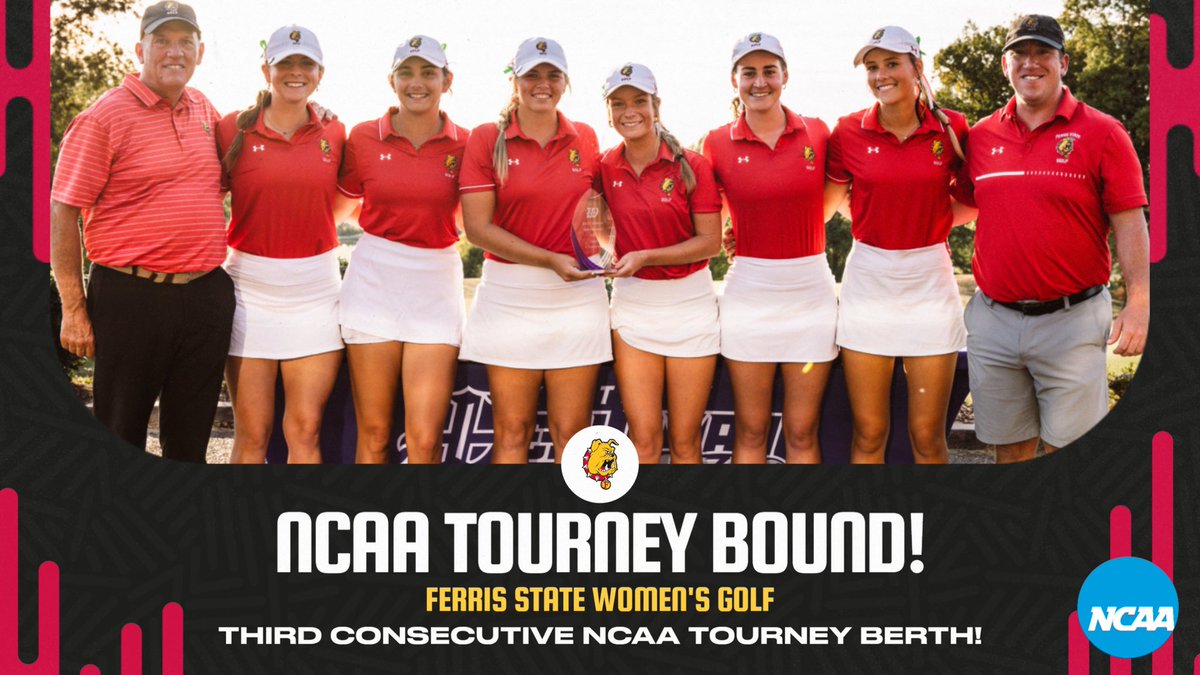 CONGRATS! Ferris State women's golf earns its third consecutive NCAA Tourney berth and will compete in the NCAA East Regional Championships May 6-8 in Indianapolis! Go Dawgs! @FerrisStateGolf