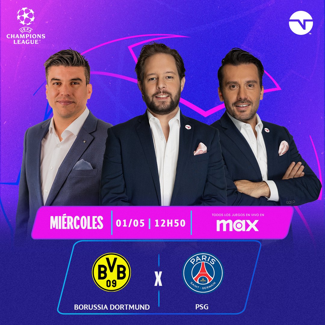 ¡A sacar ventaja! 💪

Signal Iduna Park ya aguarda para un PARTIDAZO de Semifinales en la #BenditaChampions. 🏆

🎙️ @RaoulPolloOrtiz
🎙️ @omarzeron
🏟️ @barracudo

🇩🇪 @BVB 🆚 @PSG_espanol 🇫🇷
🗓️ Miércoles 1 de mayo
⏰ 11:30 h
📲 @StreamMaxLA: bit.ly/3uNNRqp