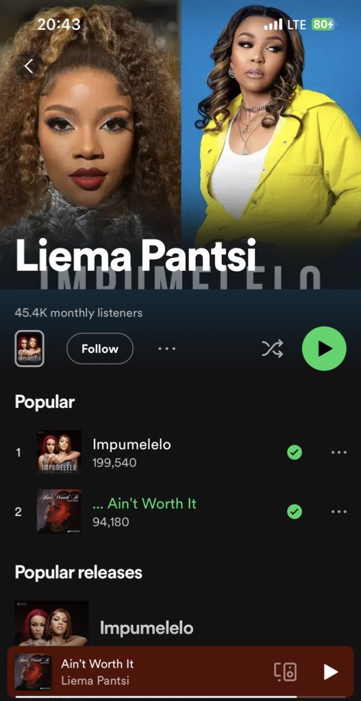 Continue following Liema and streaming her music 🥳😍😍🥳
CONGRATULATIONS LIEMA
LIEMA PANTSI X BE BEAUTIFUL 
#BeBeautiful
#LiemaPantsi