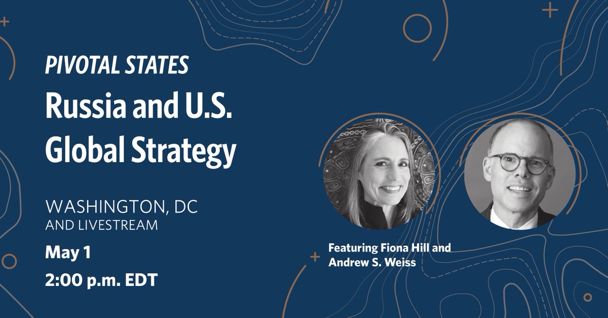 Did you RSVP for #PivotalStates? Wednesday @ 2 PM, @CChivvis, @andrewsweiss, & Fiona Hill of @BrookingsInst convene for a timely conversation on the challenges Russia poses to U.S. foreign policy interests, which span beyond the war in Ukraine. Join us: bit.ly/4d993Zl
