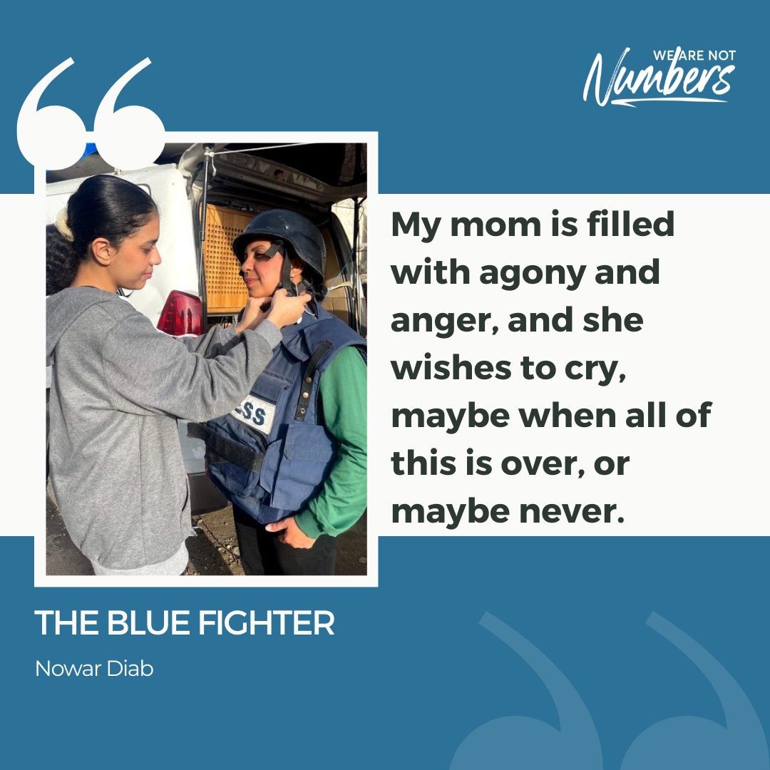 n 'The Blue Fighter' by Nowar Diab, we journey through the experiences of a journalist, Wessam, in the heart of the Gaza Strip. Wessam bravely navigates her duties, balancing the roles of wife, mother, and truth-seeker. Read the full story through the link below.