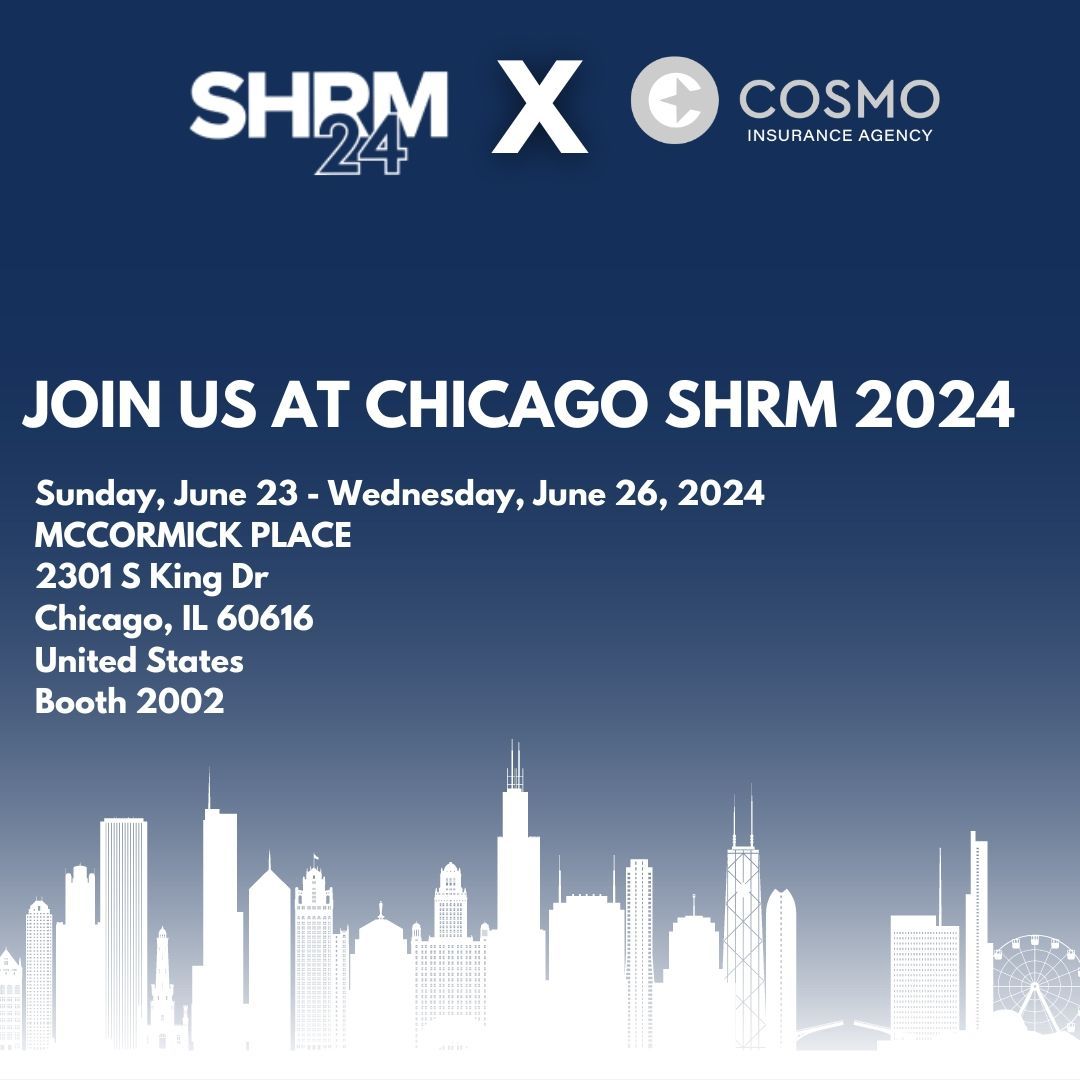 Join us at #SHRM24 in #Chicago! Don't miss the HR convention of the year! Regardless of your HR pain point, we have the solution. Cosmo Comprehensive Benefits at your service! #HR #SHRM #SHRM24 #EmployeeBenefits #EmployeeRetention #EmployeeSatisfaction