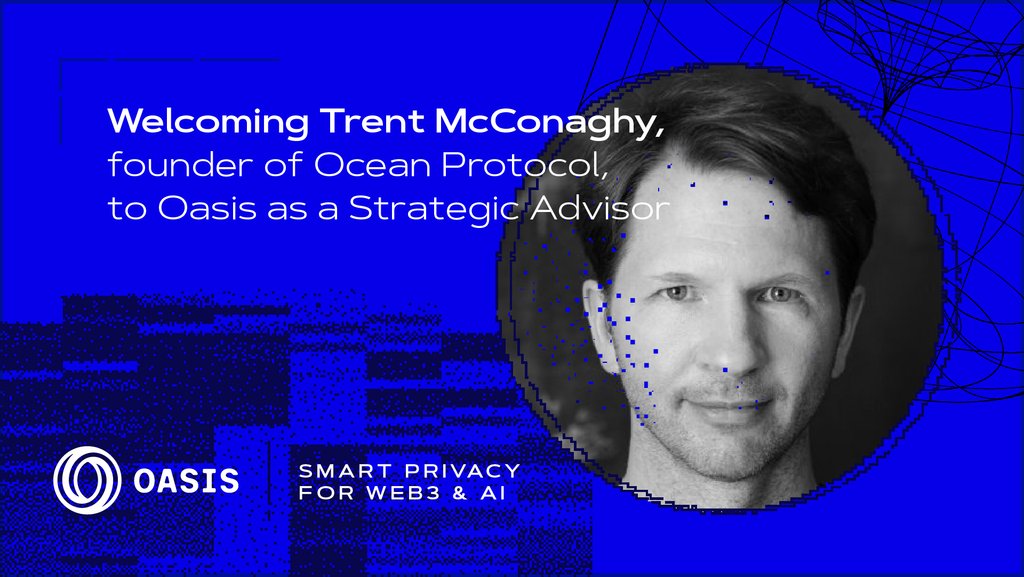 We are incredibly excited to be working with @trentmc0, founder of @oceanprotocol, to pioneer the foundations of Decentralized AI Trent joins Oasis as a Strategic Advisor, bringing an extensive background dedicated to AI, ML & Web3 Welcome, Trent! 🤝