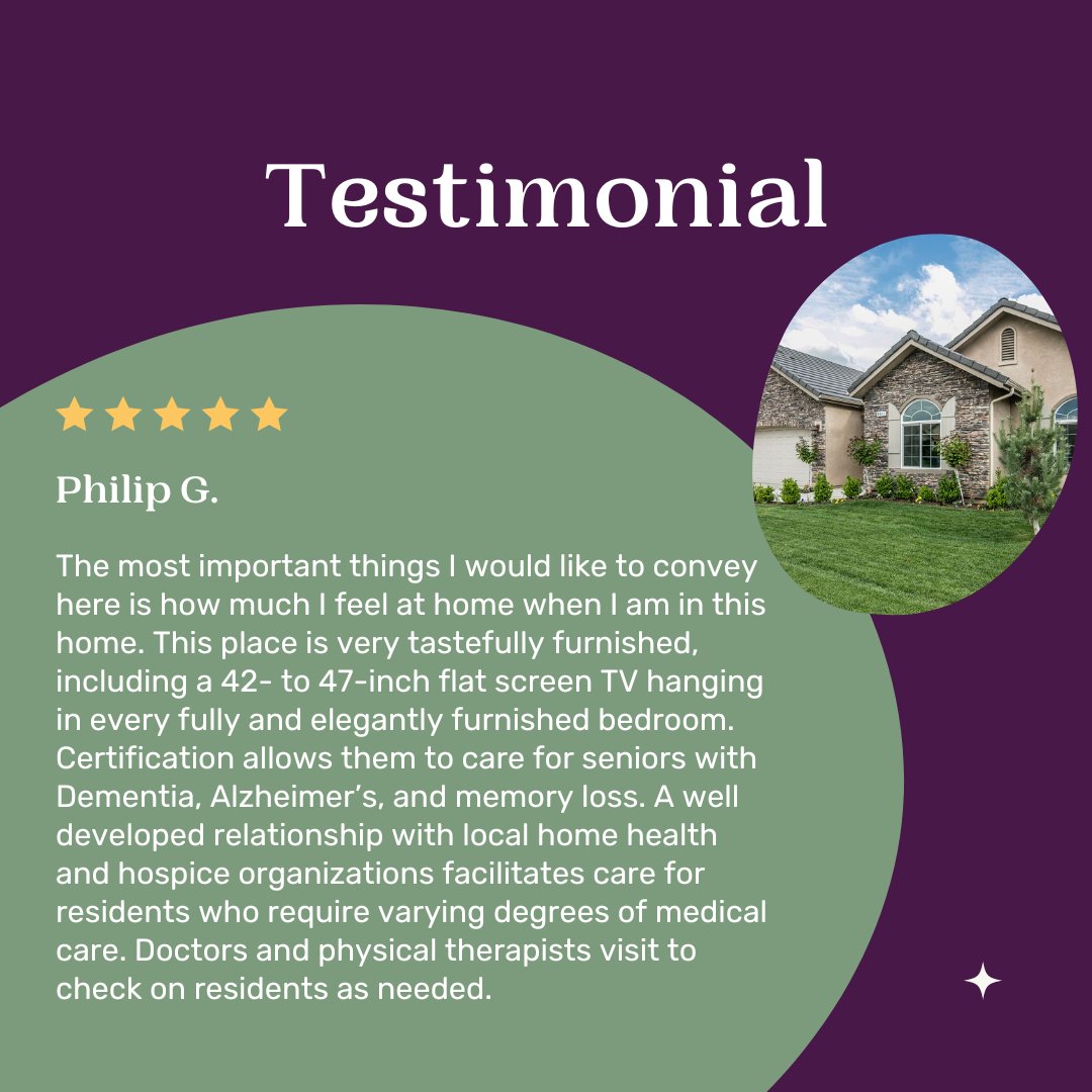 Thank you for your review! 🌟 Your feedback helps us grow and serve you better. We appreciate your support!

#AssistedLiving #SeniorCare #SeniorResidence #AssistedLivingFacility #DementiaCare #SeniorCommunity #ElderlyCare #InHomeCare #ResidentialCare