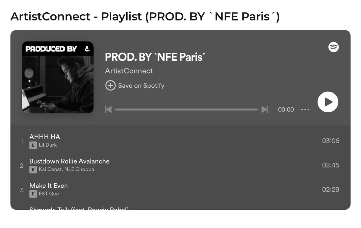 We welcome Platinum producer @nfeparis (NFE Paris Productions) as a #newclient to our growing roster! 🫱🏻‍🫲🏼 #NFEParis has produced 💻🎛️ for artists @lildurk, @ESTGee, @Nlechoppa1, @DoeBoyOfficial,  @GHerbo, & @WESTSIDEGUNN, just to name a few. 🚀

linktr.ee/nfeparis