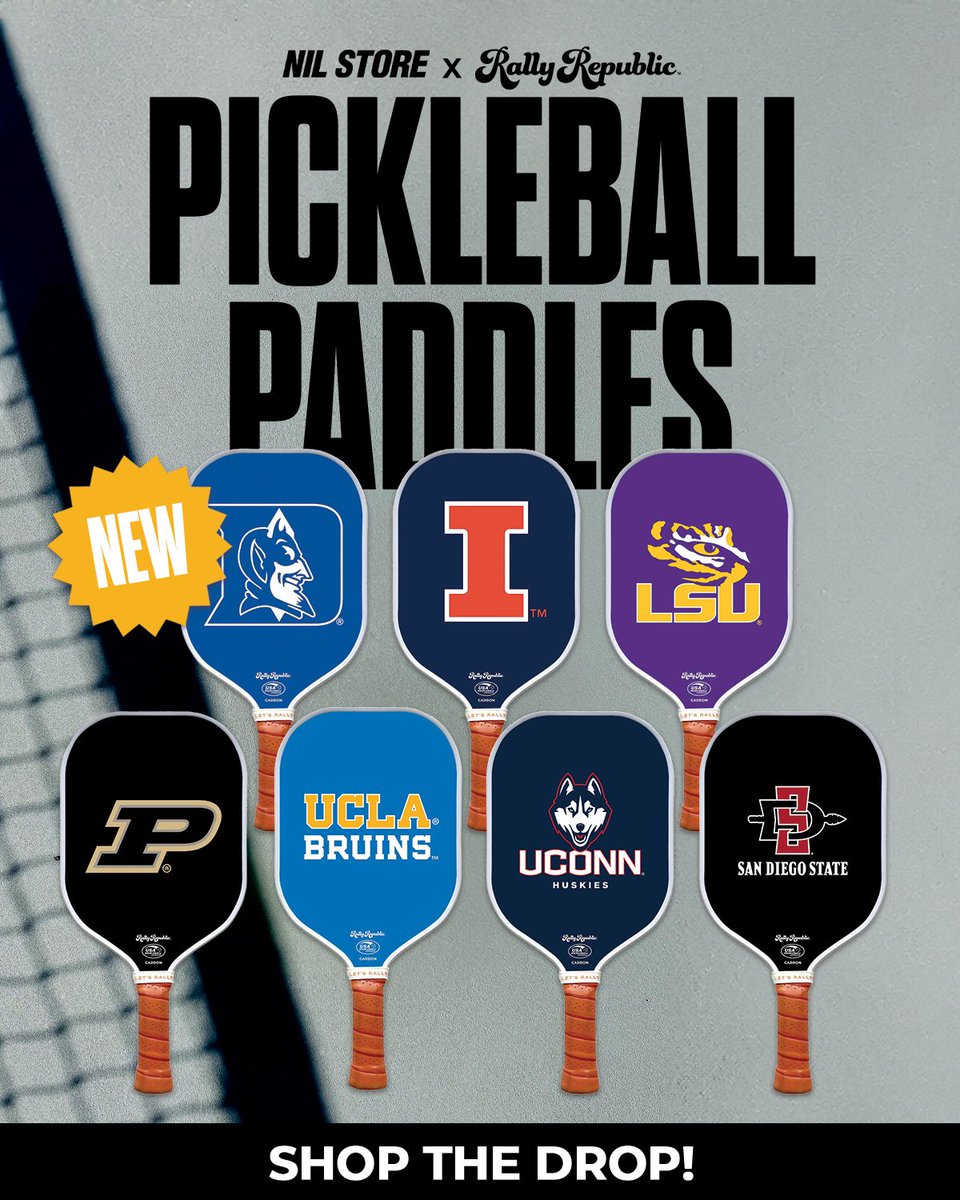 NEW: The NIL Store product assortment is growing! We’re proud to partner with @rallyrepublic to offer officially licensed pickleball paddles at your favorite school. More: nil.store/blogs/news/cam…