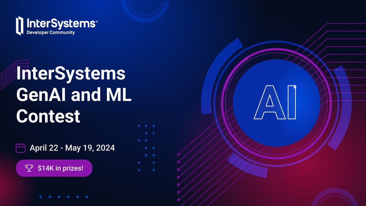 📢 Celebrate the Pearl Jubilee of the @InterSystems Contest with us! Create a solution utilizing #InterSystemsIRIS alongside #GenerativeAI, Vector Search, or Machine Learning techniques. 💰 14K as prizes 🗓️ 04/22-05/19 ❣️community.intersystems.com/post/intersyst… Countless possibilities lie…