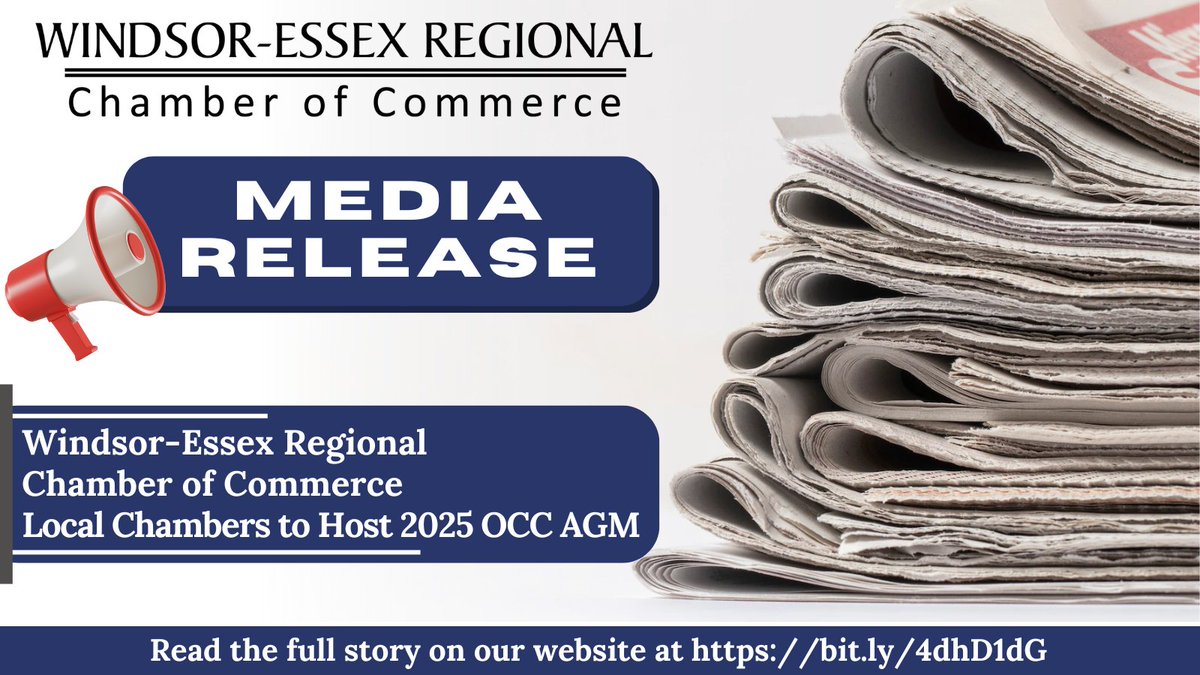 We are proud to announce that, in partnership with @Leam_Chamber and @aburgchamber, #WindsorEssex will be hosting the 2025 OCC AGM! This is fantastic news for the region, and a great way to kick off @WERCofC's 150th Anniversary celebration. Read more at bit.ly/4dhD1dG