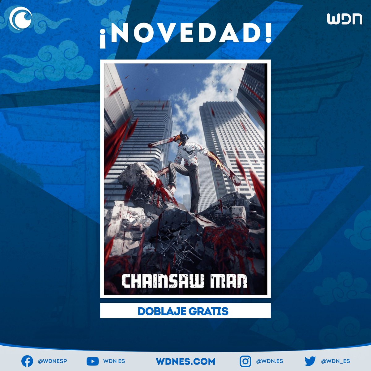 📺 | Anime El doblaje de 'Chainsaw Man' estará de forma gratuita en Crunchyroll todo el mes de mayo. #anime #ChainsawMan #Crunchyroll