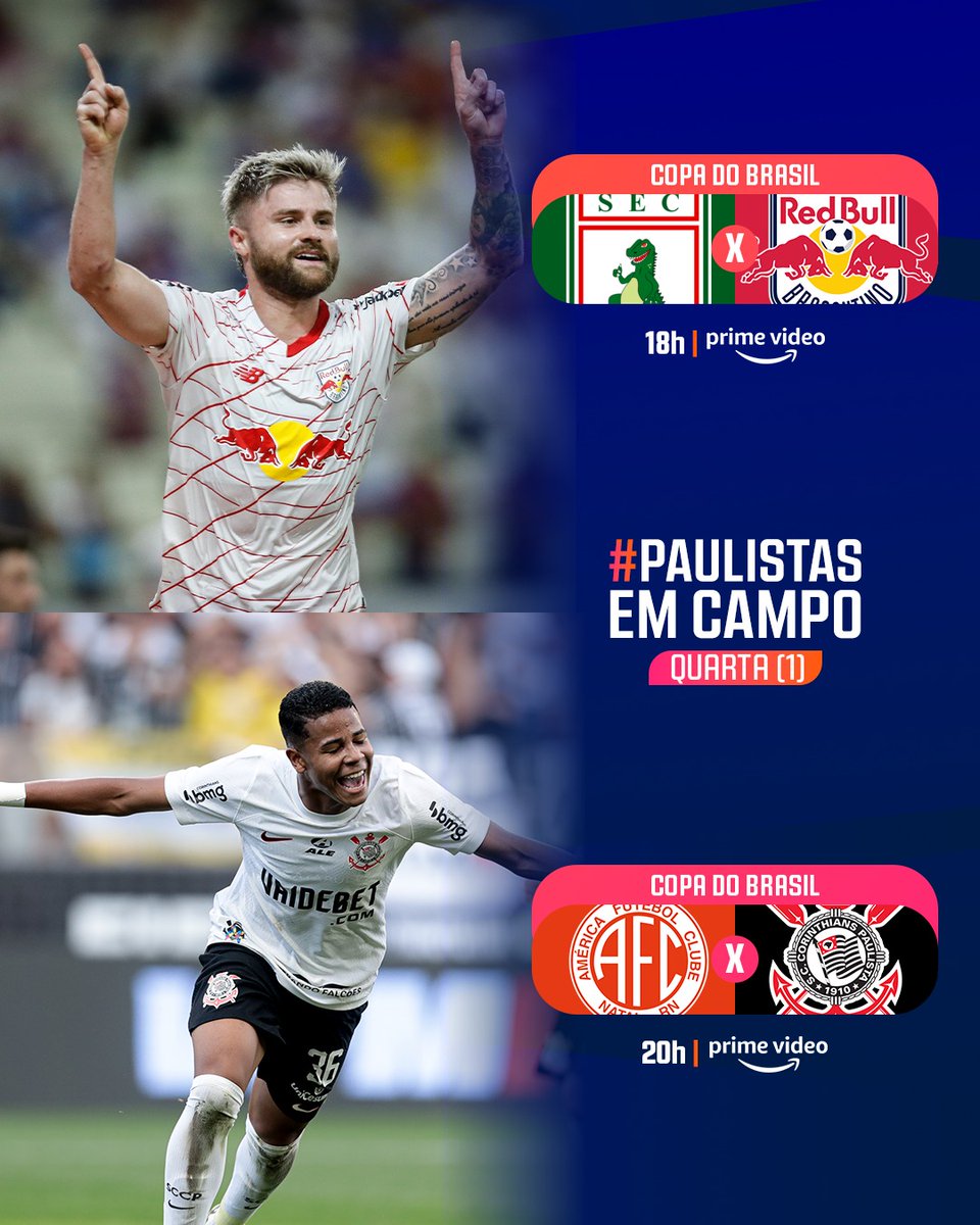 PAULISTAS EM DOBRO! 🤝 Massa Bruta e Timão vão em busca da vantagem fora de casa pelos jogos de ida da terceira fase da @copadobrasilcbf! #PaulistasEmCampo