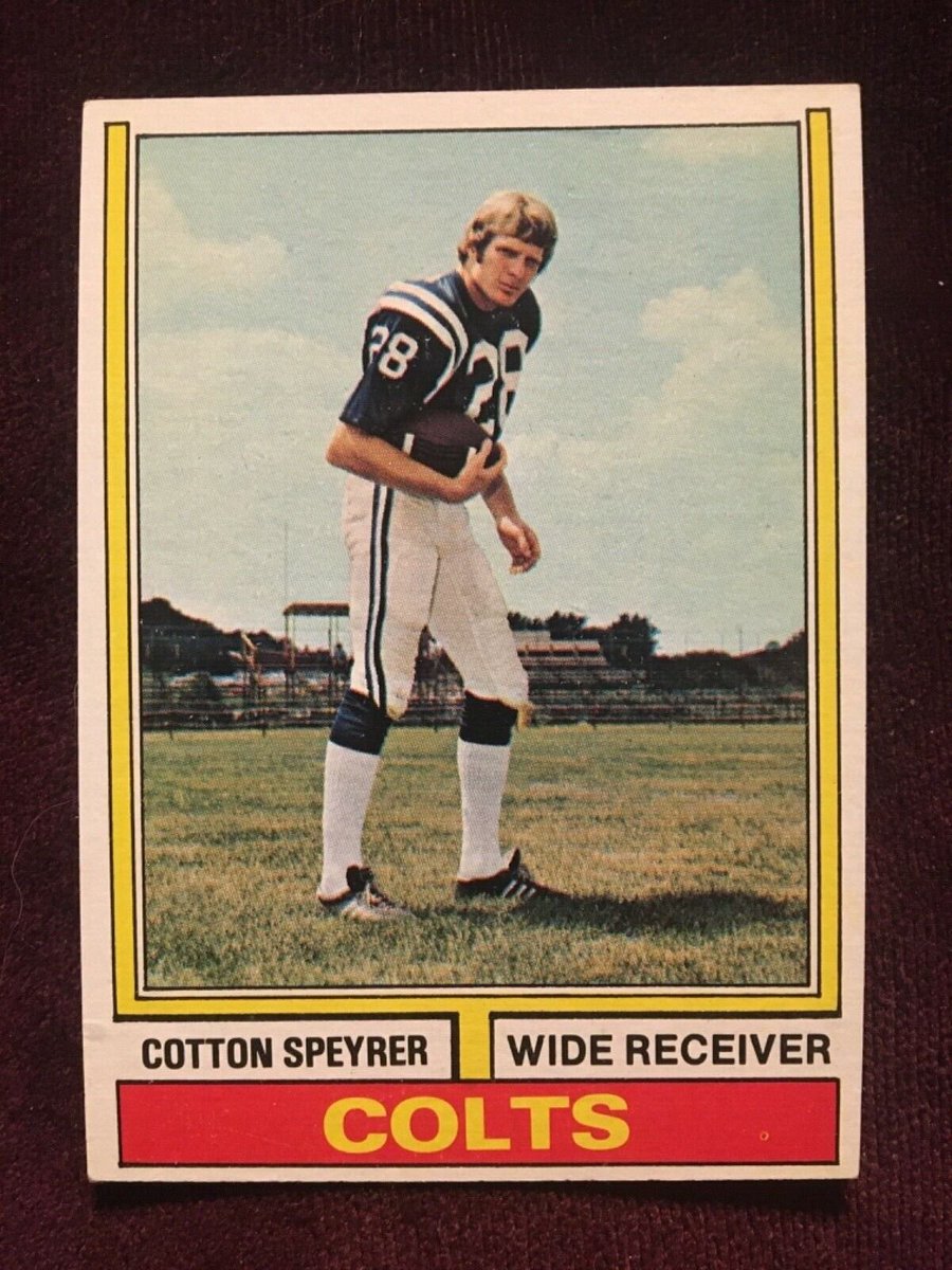 Happy birthday to COTTON SPEYRER (Balt. Colts 1972-74), legendary All-American for the Longhorns. His stint in the NFL was relatively brief, but he made some big plays, incl. a kickoff return for a TD, AND a long-bomb TD pass to Shake n' Bake Glenn Doughty.👍🏈