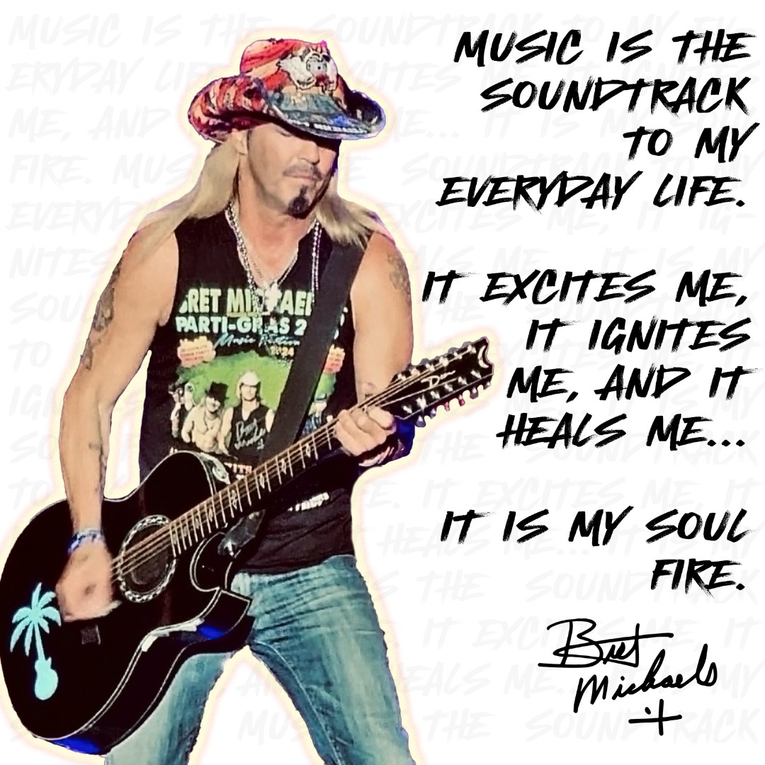 'Music is the soundtrack to my everyday life. It excites me, it ignites me, and it heals me...it is my soul fire.' Bret Michaels Which one of Bret's songs is the soundtrack to your life? Listen to Bret's music on #spotify #applemusic #amazonmusic & more. #MusicMonday