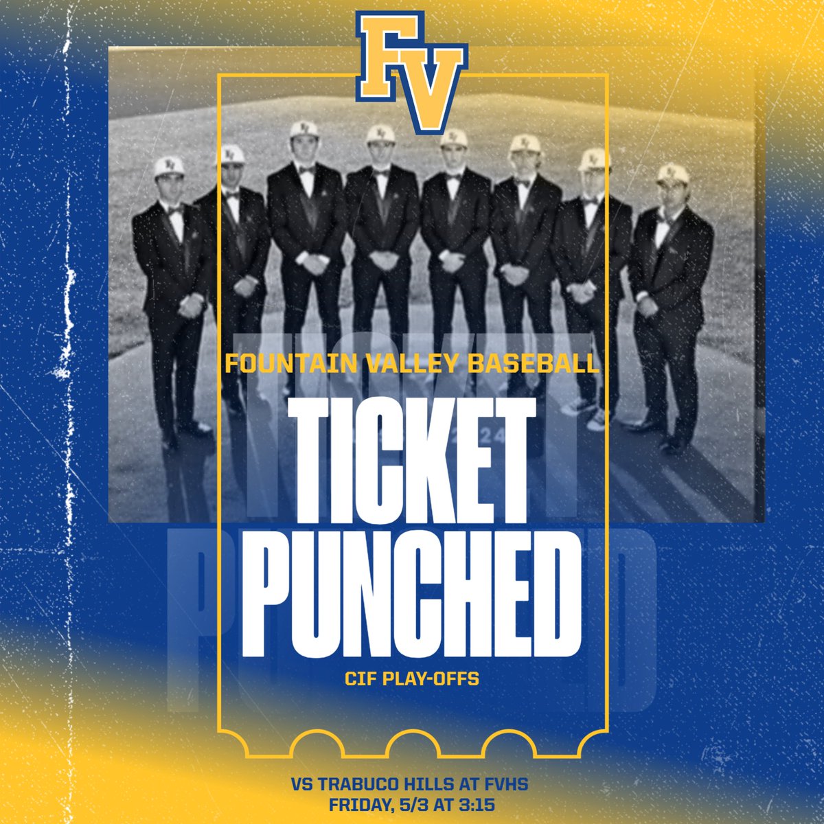 Baron Baseball 1st Round CIF match-up with Trabuco Hills is here at FVHS on Friday, May 3 at 3:15. Good Luck Barons!!