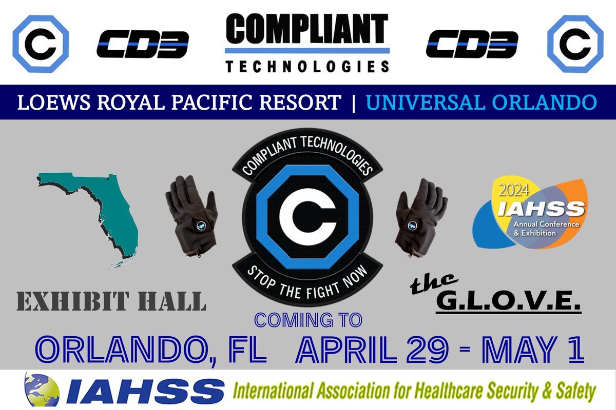 COMING TO ▶️Orlando, FL. CD3 Technology will be on the floor doing Live Demonstrations at the IAHSS Conference. Loews Royal Pacific Resort | 6300 Hollywood Way. April 29th - May 1st. Attendees should come by the booth and feel The G.L.O.V.E.! iahss.org/events/EventDe…