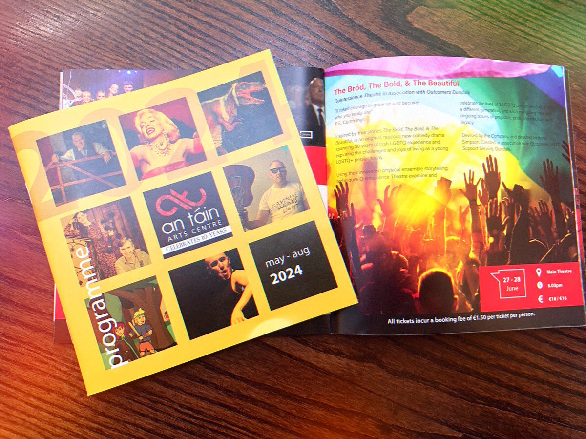 Spotted today in @antainarts summer brochure: a full page for THE BRÓD, THE BOLD, & THE BEAUTIFUL ❤️🌈 27-28th June for @DundalkPride Tickets: antain.ie/event/the-brod… Created in assoc. with @OUTCOMERSLGBT_ @antainarts & supported by @louthcoco #louthchat #LGBTQ #PrideMonth