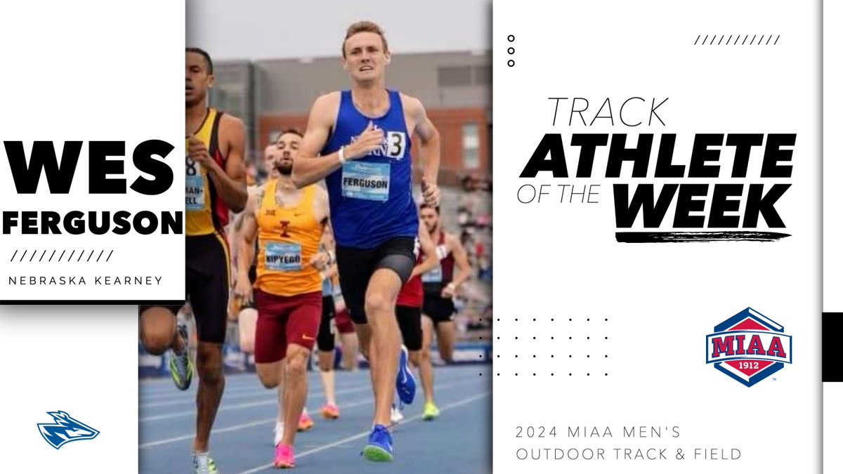 Nebraska Kearney's Wes Ferguson won the stacked 800-meter race at the Drake Relays this past weekend. He's our final 𝙈𝙄𝘼𝘼 𝙏𝙍𝘼𝘾𝙆 𝘼𝙏𝙃𝙇𝙀𝙏𝙀 𝙊𝙁 𝙏𝙃𝙀 𝙒𝙀𝙀𝙆 of the 2024 men's outdoor season 🔥⤵️ 📰 bit.ly/3WlaTAu #BringYourAGame