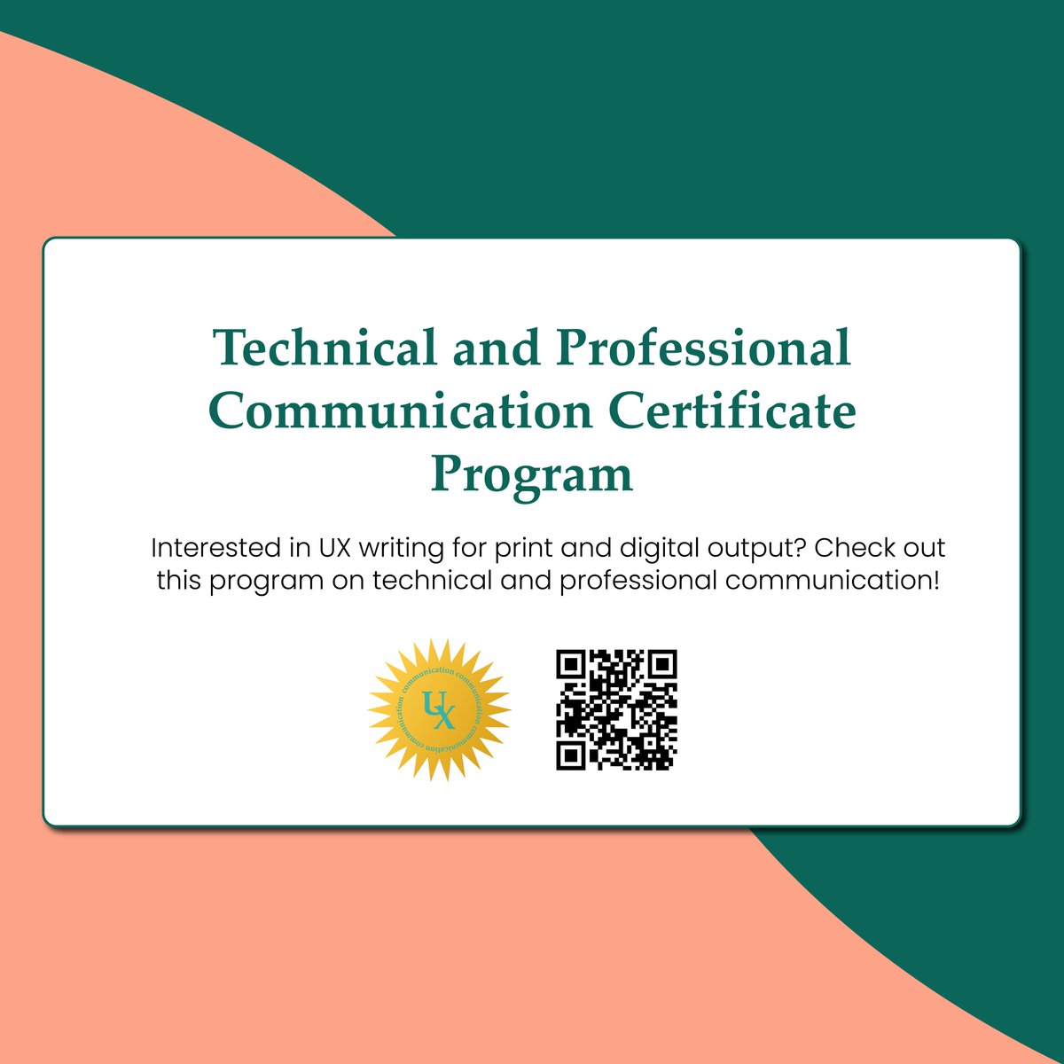 Attention UX/UI concentrations! Looking to supplement your GrC career with UX writing? Check out this program on technical and professional communication!
#CalPolyGrC #CalPolySLO #UXwriting