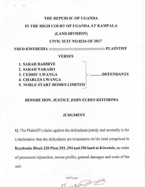 Keitirima, J., in his decision handed down on 26/04/2024, has affirmed and stated that, 'An easement is a right attached to a particular piece of land that entitles the owner of the land to either use the land of another person in a particular manner or restrict the other person'