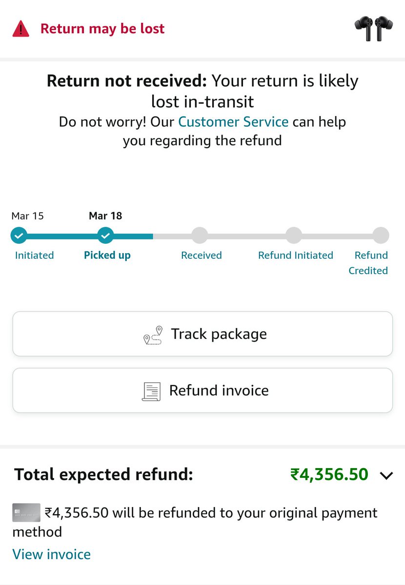 Absolutely frustrated with @amazon's handling of my return! Sent in my Oneplus Buds Z2 on 18th March, only to be denied a refund, claiming it's a different product returned. Unacceptable! @ajassy @JeffBezos @amazonIN  any assistance here? #CustomerRights #UnfairTreatment