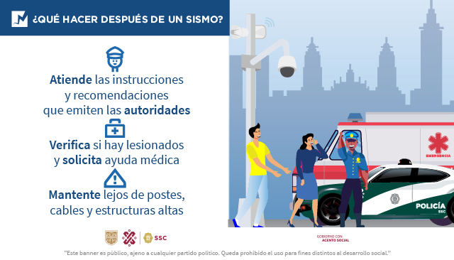 #SSC | Por tu seguridad, después de un #Sismo o #Simulacro, sigue estas medidas de seguridad que te brindamos, para que las tomes en cuenta 👇🏼