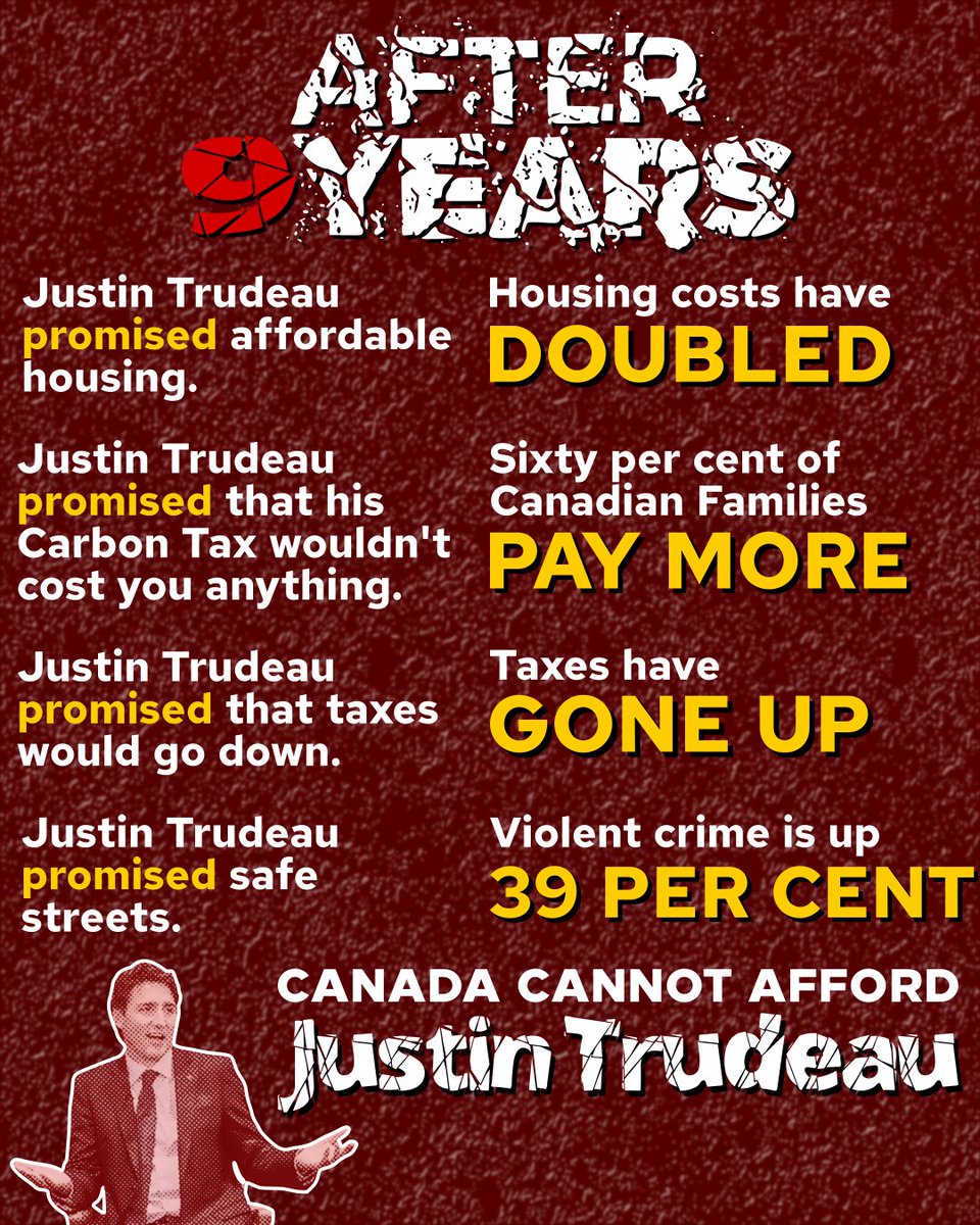 Hard-working Canadian families cannot afford any more of Justin Trudeau’s broken promises. Have YOUR say at conservative.ca/not-worth-the-… #TrudeauMustGo #Pierre4PM #After9Years #cdnpoli