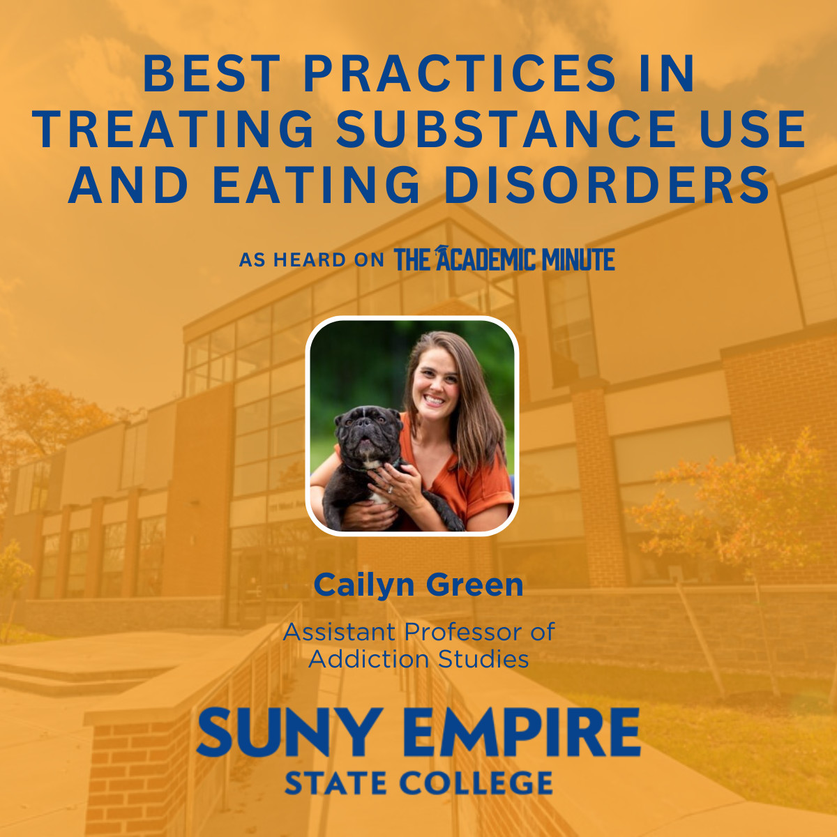 ICYMI: Featured on @AcademicMinute! How to treat multiple disorders in one individual can be a tricky equation for mental health professionals. @SUNYEmpire's Cailyn Green shares Best Practices in Treating Substance Use and Eating Disorders. Listen: bit.ly/3QjUw3d