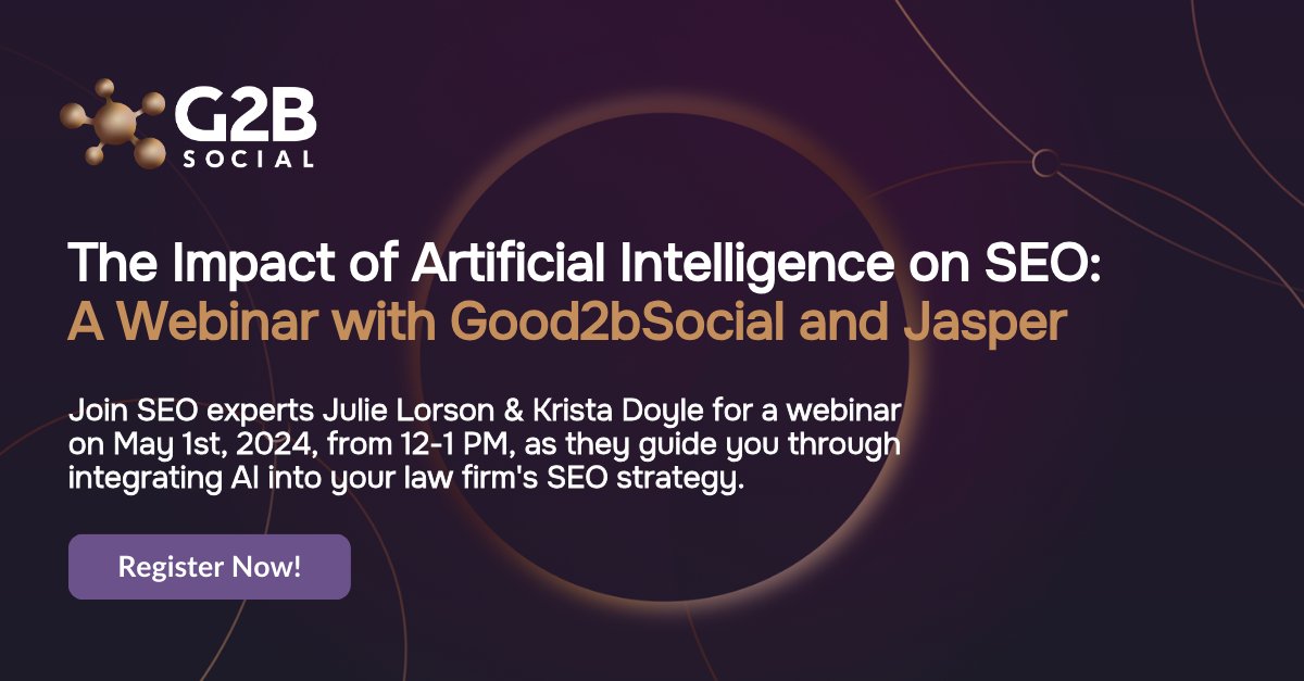 Are you intrigued by the evolving role of artificial intelligence in SEO? Join us this Wednesday, May 1st, from 12-1 pm EST for an informative webinar exploring the impact of AI on SEO! Reserve your spot today.👇 hubs.li/Q02vpt1j0 #legalmarketing #lawfirmSEO