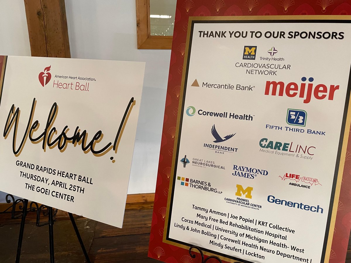 We'd like to extend a heartfelt ❤️ THANK YOU 🙏 to the Cardiovascular Network of West Michigan, our presenting sponsors of the #GrandRapidsHeartBall, @UofMHealthWest and @TrinityHealthMI, and all our supporting sponsors. It was yet another record-setting night for our community!