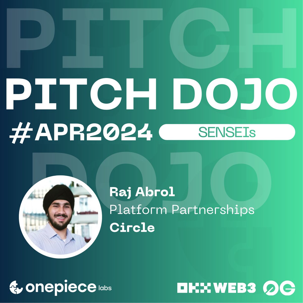 Let's welcome our next Pitch Dojo SENSEI - Raj Abrol from @circle!🥷🌟 Join us as Raj shares insights from @circle and his expertise in the world of finance and tech. Don't miss out! 🔗RSVP now: eventbrite.com/e/pitch-dojo-a…