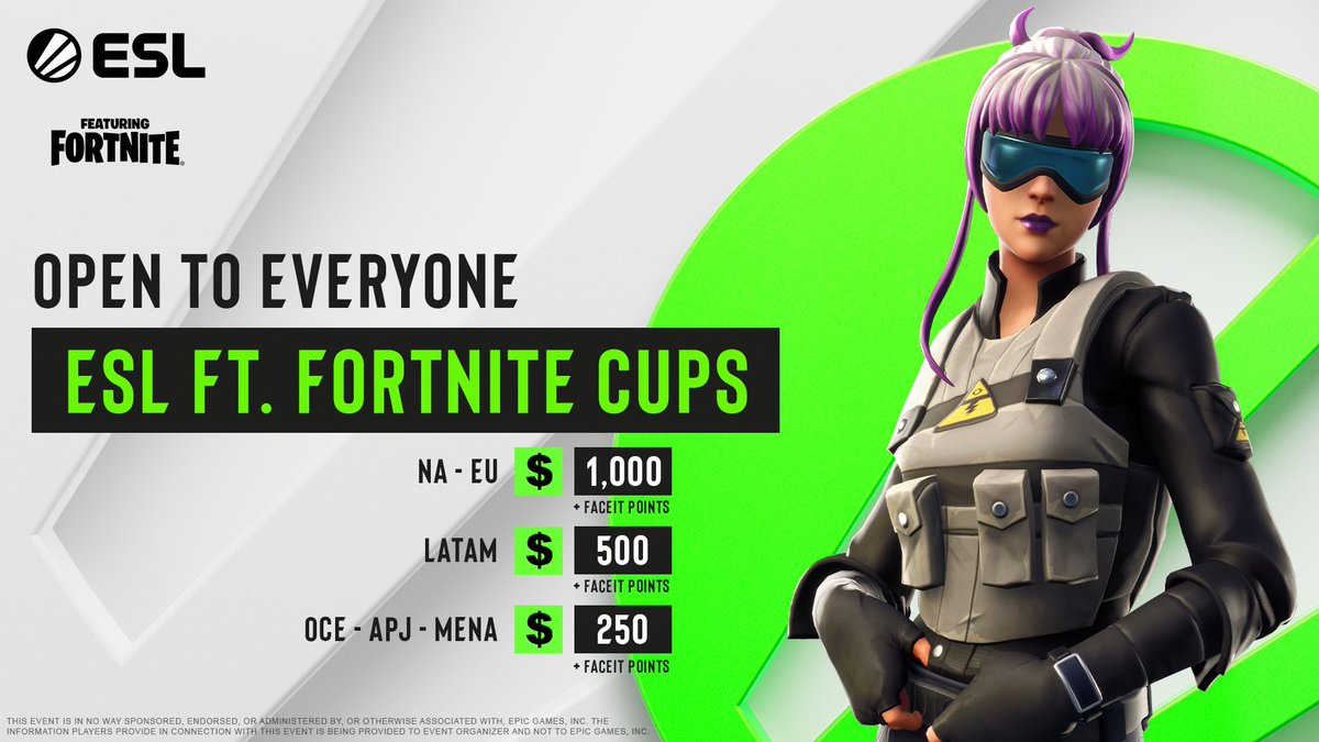 We're back with more #ESLFortnite this weekend! 😍

Sign up right now 👉 bit.ly/esl-fn-tournam…

More details can be found on our Discord: discord.com/invite/esl-ft-…

#UEFN | #FACEIT