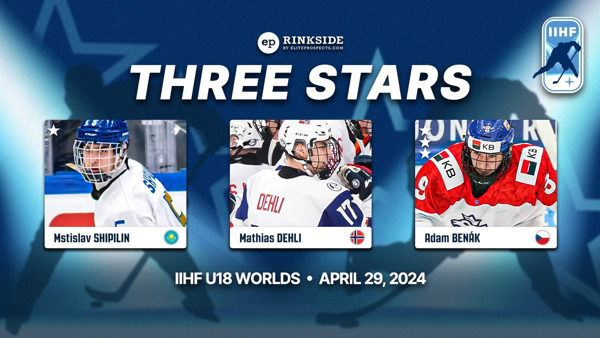 @lassialanen @USAHockeyNTDP @TerrierHockey @hockey_east @DIFHockeyse @Vaxjo_Lakers @SHLse @Trekronorse @usahockey EP Rinkside's 3 Stars from Day 5 of the 2024 U18 World Hockey Championship 1. Mstislav Shipilin plays hero for Kazakhstan 2. Mathias Dehli leads Norway to victory 3. Adam Benák strong in the loss ✍️: @Hockey_Robinson 📎: eprinkside.com/2024/04/29/ep-…