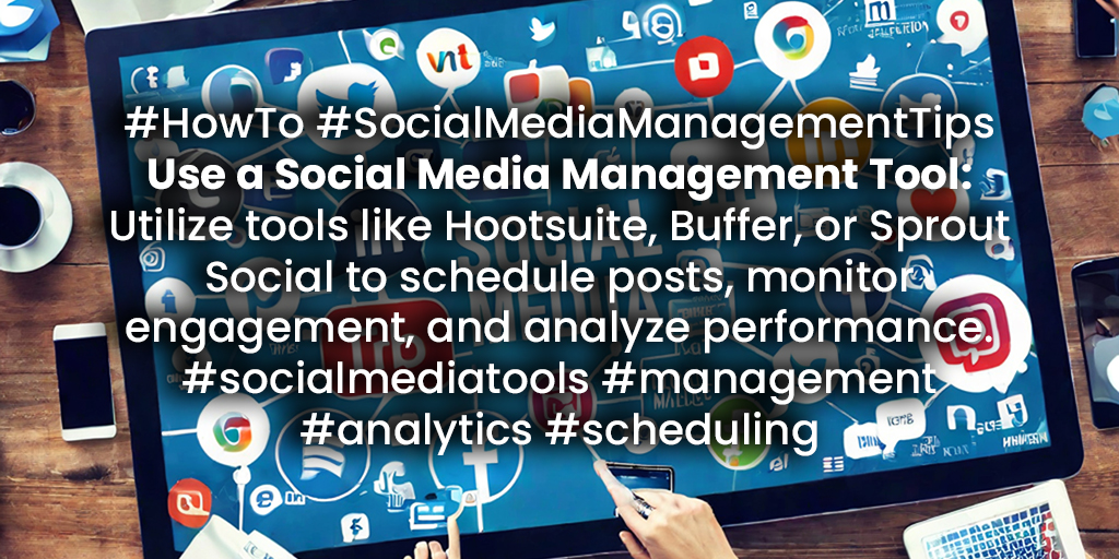 #HowTo #SocialMediaManagementTips Use a Social Media Management Tool: Utilize tools like Hootsuite, Buffer, or Sprout Social to schedule posts, monitor engagement, and analyze performance. 🛠️📊 #socialmediatools #management #analytics #scheduling