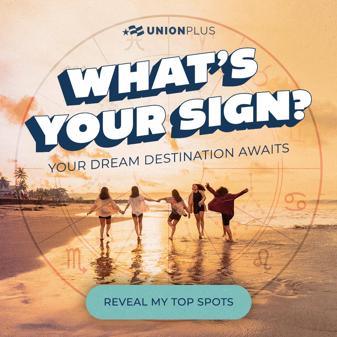 ✨ Is your perfect vacation destination written in the stars? Ready to embark on an adventure that’s destined for you? #ExploreIn24 & let your Zodiac sign be your guide! 🧭 Take our quiz & discover where the cosmos is aligning your future destinations: unionplus.click/sign 🌍