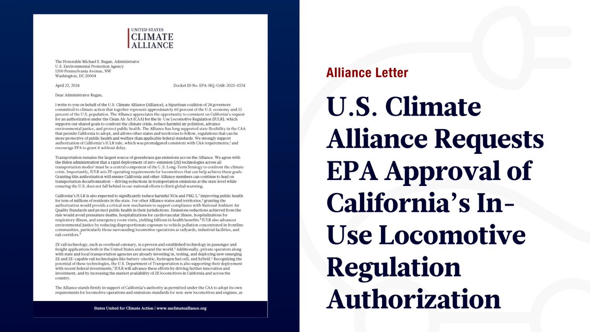 California’s In-Use Locomotive Regulation can help states & territories: 🏭 Confront the climate crisis ✊ Advance environmental justice 🩺 Protect public health ✉️ Our letter to @EPA ➡️ bit.ly/Alliance-Suppo…