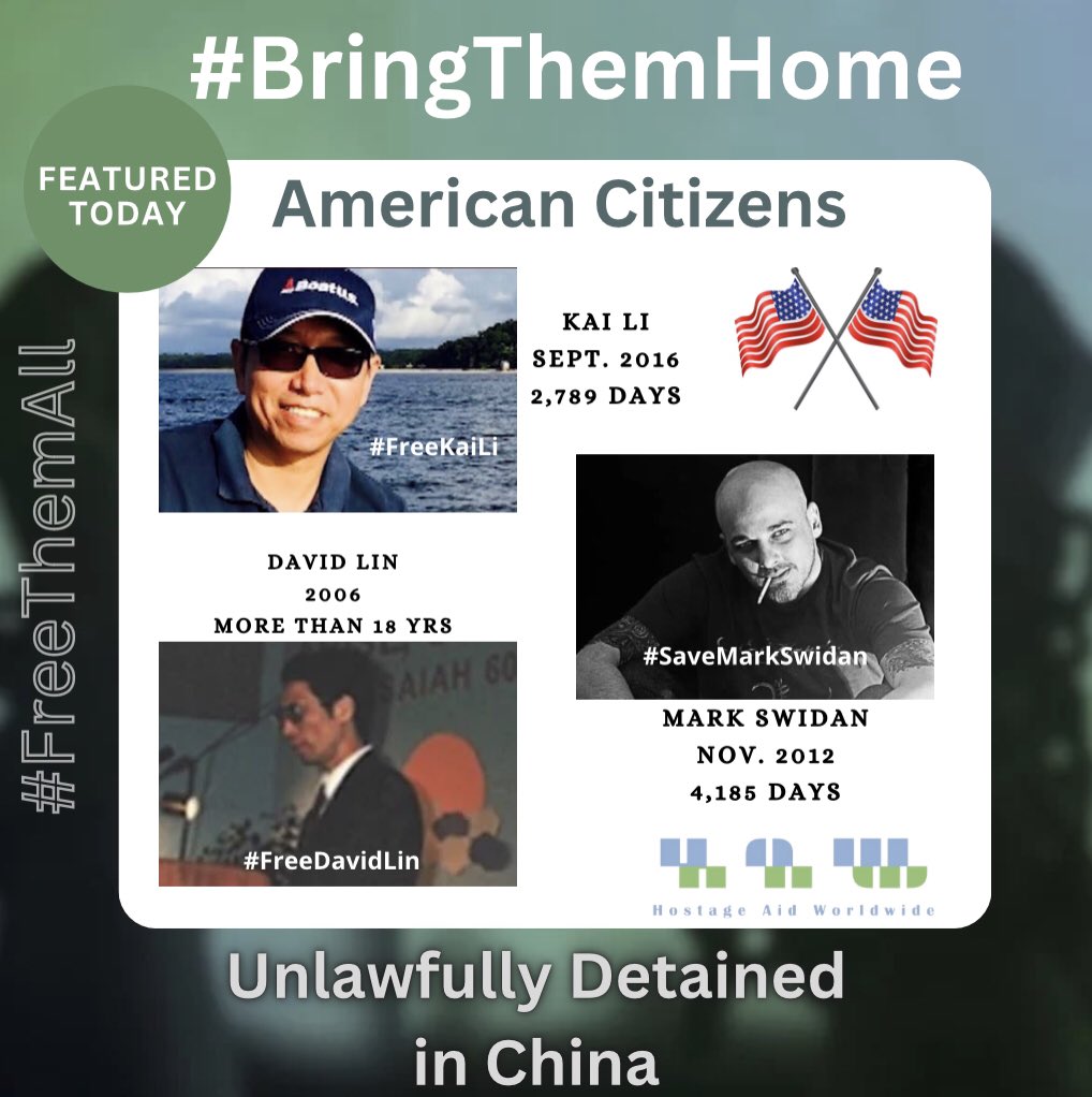 We know that @SecBlinken raised the case of Americans unlawfully detained in #China in his recent meetings with PRC officials. But this isn’t enough & the question remains, when will these men actually be freed? @POTUS, Kai Li, Mark Swidan, & David Lin have suffered enough! When…