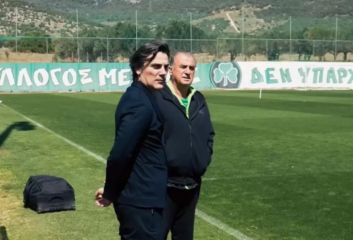 Vincenzo Montella, Panathinaikos tesislerinde Fatih Terim'i ziyaret etti.
