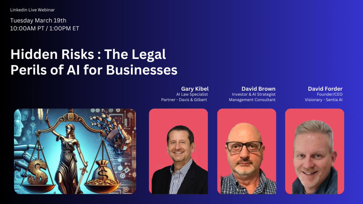 Using AI? Wonder what is legal with AI or Get you Sued? Here are the key AI legal issues you must be aware of #AI #OpenAI #GenAI #Sora #ChatGPT #ailaw #legaltech #technology #law #RISKCONTROL #risk #LegalNews #ailawyer #lawyer #MondayMotivation sentia.community/the-risks-lega…