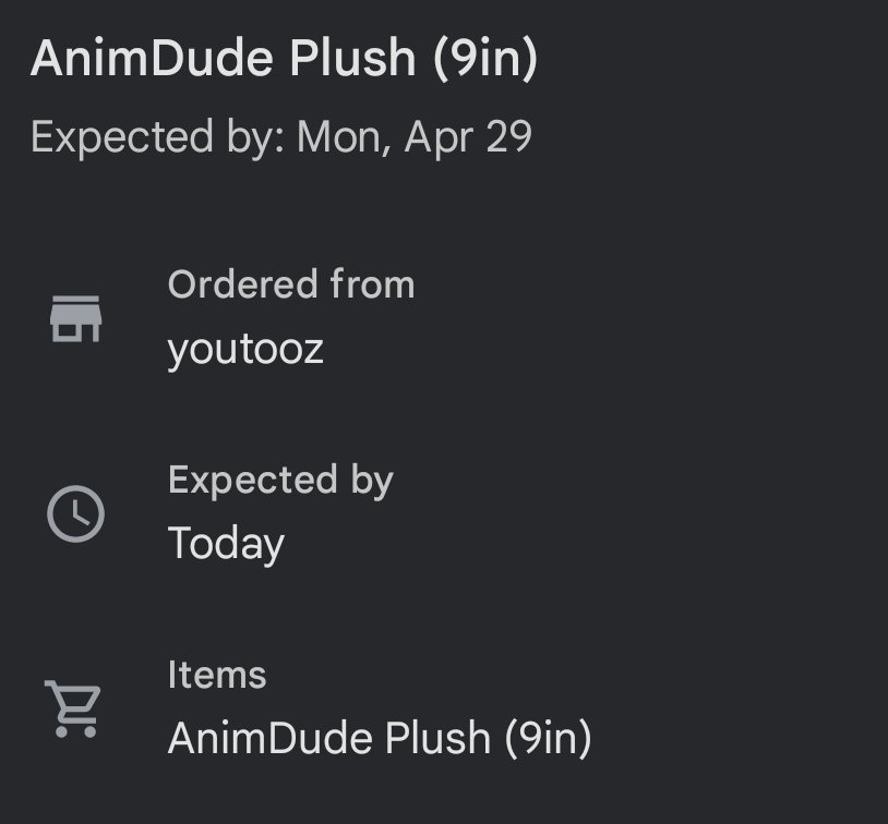 On a better note, my Animdude plush is supposedly arriving today.