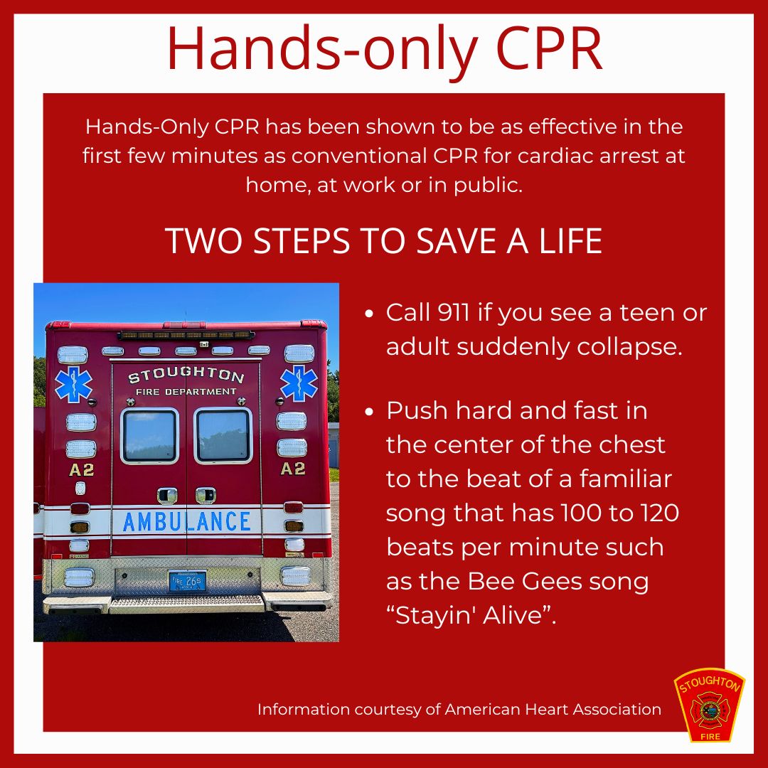 Follow these two steps if you see someone go into cardiac arrest. Also, consider getting CPR certified. A list of CPR classes can be found on the American Heart Association website (Heart.org) ⁠
⁠
#SFD #CPR #handsonlyCPR #CPRcertified