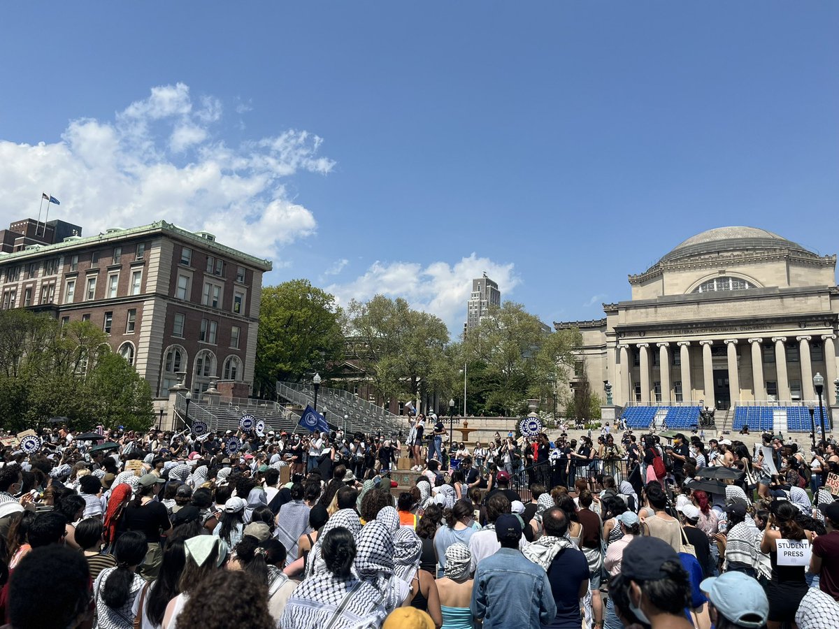 Following a rally held by Student Workers of Columbia, organizers have asked protestors to picket around the encampment until 7 pm tonight.