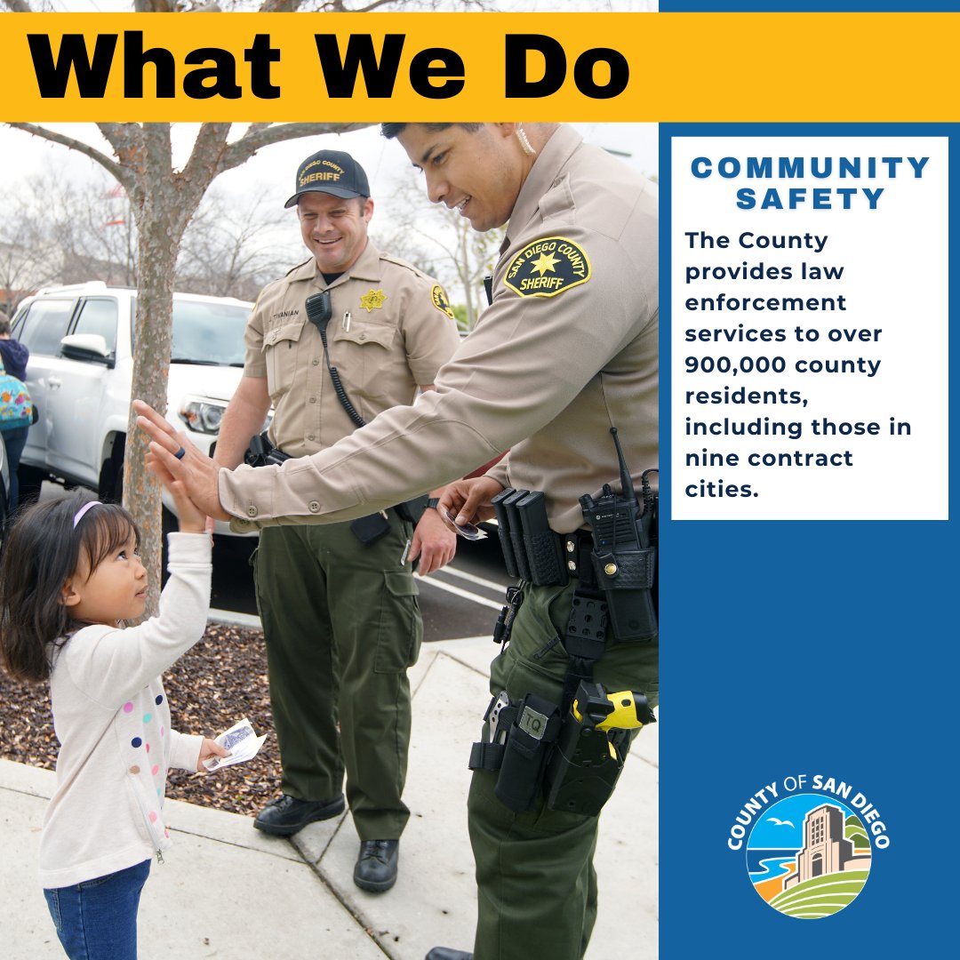 The County’s proposed budget comes out on May 2. See how the County funds law enforcement services and sign up to get notifications and provide feedback at engage.sandiegocounty.gov/countybudget24….